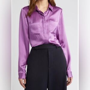 Frame Slim Pocket button up Shirt in Lilac